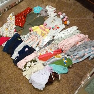 Baby Girl Clothing Bundle Sizes 0-6 months Over 30 Pieces
